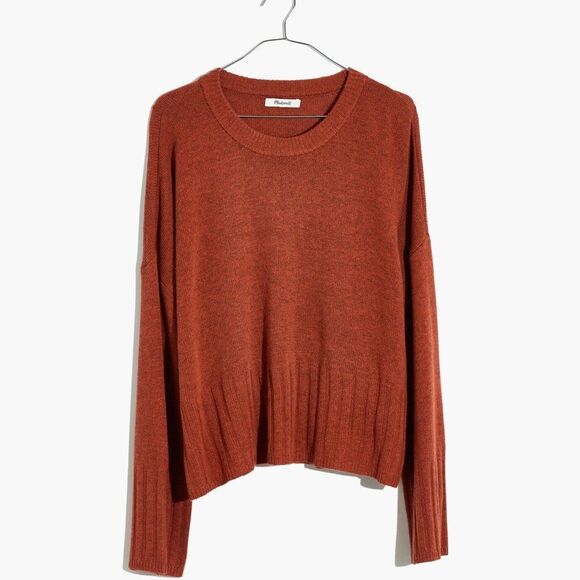 MADEWELL Ayres Wide Sleeve Alpaca Blend Pullover Sweater In Heather Cumin Sz XS - Picture 1 of 8